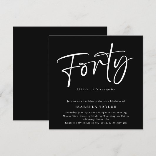40 Chique minimale zwart wit 40e verjaardag Kaart (Voorkant / Achterkant)