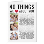 40 Choses Que Nous Aimons De Vous | Carte d'annive (Devant)