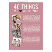 40 Choses Que Nous Aimons De Vous | Carte d'annive (Devant)