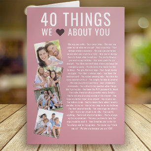 40 Choses Que Nous Aimons De Vous Carte d'annive