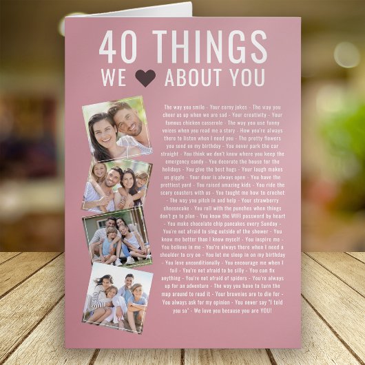 40 Choses Que Nous Aimons De Vous | Carte d'annive