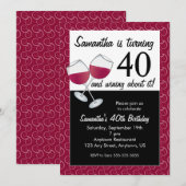 40 draaien en winnen, Birthday-partij rode wijn Kaart (Voorkant / Achterkant)