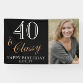 40 en Classy Elegant 40e Verjaardag Foto Spandoek (Horizontaal)