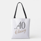 40 en Classy Elegant Black Golden Script Birthday Draagtas (Achterkant)