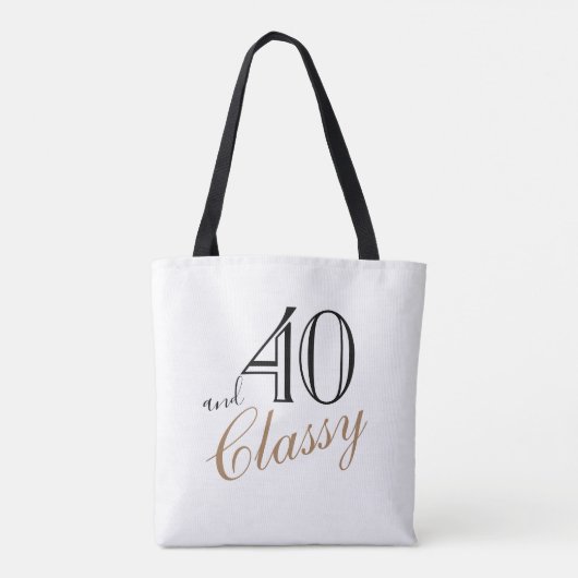 40 en Classy Elegant Black Golden Script Birthday Draagtas (Achterkant)