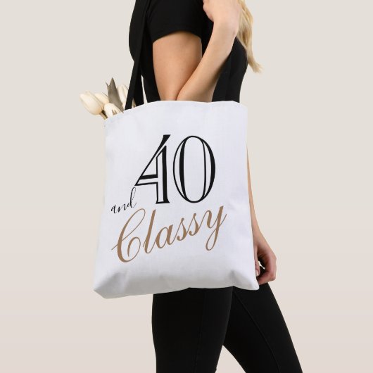40 en Classy Elegant Black Golden Script Birthday Draagtas (Dichtbij)