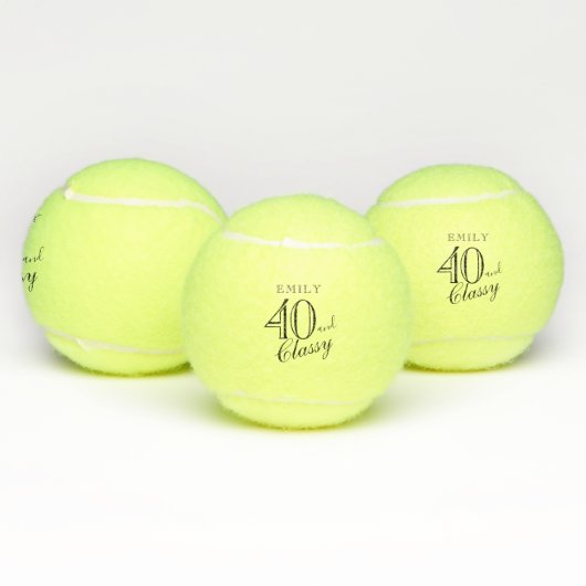 40 en Classy Elegant Script Naam 40e Verjaardag Tennisballen (Multi)