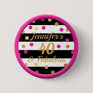 40 en de Fabelachtige Hete Roze Zwarte Speld van Ronde Button 5,7 Cm