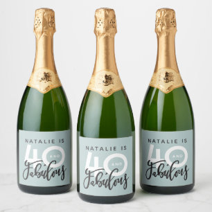 40 en een fantastisch label voor verjaardagsfeestj sparkling wijnetiket