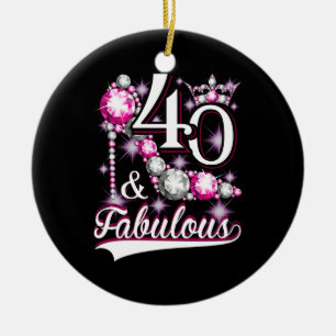 40 en Fabulous 40 jaar oude 40e verjaardag Diamond Keramisch Ornament
