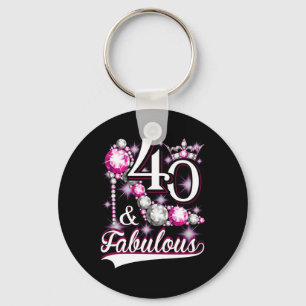 40 en Fabulous 40 jaar oude 40e verjaardag Diamond Sleutelhanger