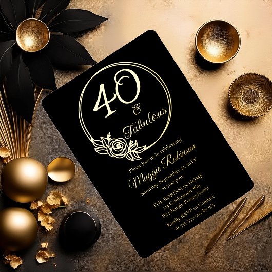 40 en Fabulous 40ste verjaardagsfeestje gestempeld Folie Uitnodiging