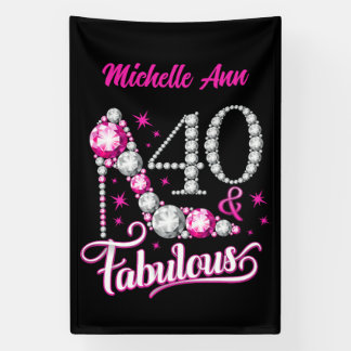 40 en Fabulous, 40th Birthday, elke naam, bewerkba Spandoek