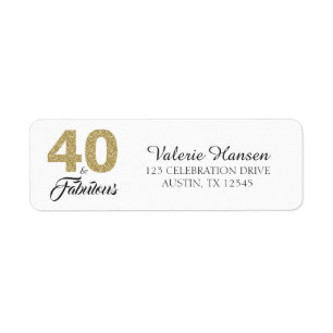 40 en Fabulous 40th Birthday Return Address Label