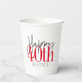 40 en Fabulous 40th Birthday Script Papieren Bekers (Achterkant)