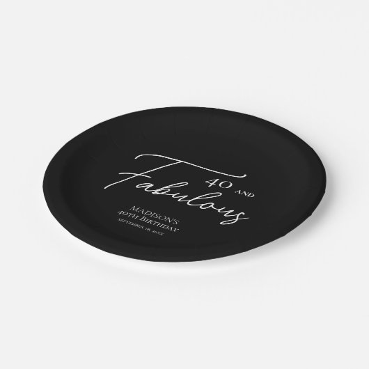 40 en Fabulous 40th Black & White Verjaardag Papieren Bordje (Gekanteld)