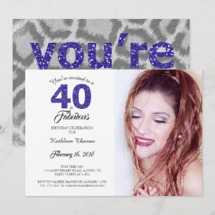 40 en Fabulous Birthday Party Photo Invitation Kaart