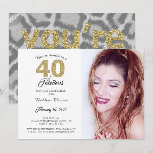 40 en Fabulous Birthday Party Photo Invitation Kaart