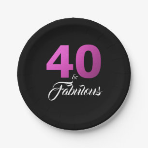 40 en Fabulous Black and Pink Birthday Party Papieren Bordje