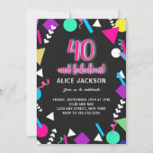 40 en Fabulous Black Retro Verjaardag Kaart (Voorkant)