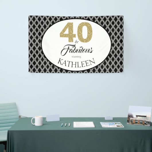 40 en Fabulous Custom 40th Birthday Spandoek (Beurs)