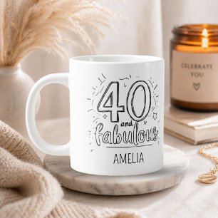 40 en Fabulous Doodle Gefeliciteerd Verjaardag Extra Grote Beker