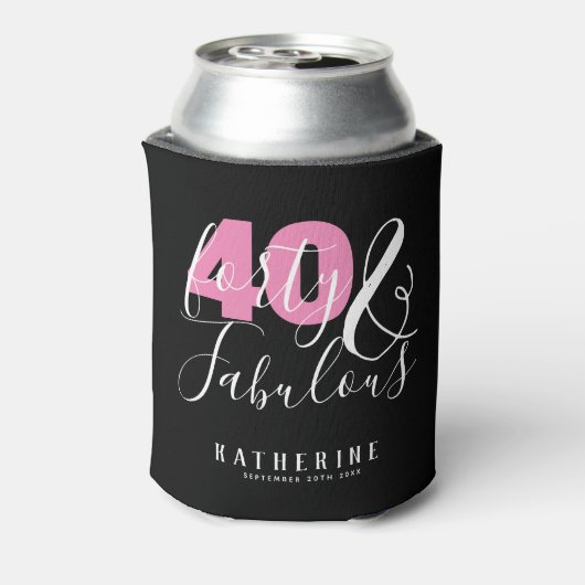 40 en Fabulous Elegant 40th Birthday Party Custom Blikjeskoeler (Blikje Achterkant)