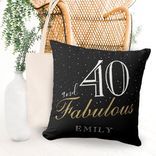 40 en Fabulous Elegant Black 40th Birthday Kussen