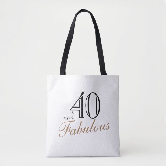 40 en Fabulous Elegant Black Script Birthday Draagtas (Voorkant)