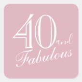 40 en Fabulous Elegant Script Pink 40th Birthday Vierkante Sticker (Voorkant)