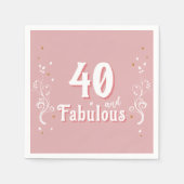 40 en Fabulous Foliage Pink 40th Verjaardag Servet (Voorkant)
