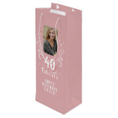 40 en Fabulous Foliage Pink Foto 40e verjaardag Wijn Cadeautas (Achterkant Gekanteld)