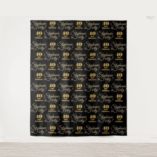 40 en Fabulous Glitter Backdrop Step en Herhaal Wandkleed (Voorkant)