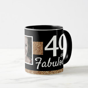 40 en Fabulous Gold Glitter 2 Foto 40e verjaardag Mok