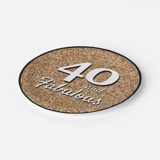 40 en Fabulous Gold Glitter 40e verjaardag Papieren Bordje (Gekanteld)