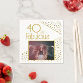 40 en Fabulous Gold Glitter Photo 40th Birthday Servet (Insitu)
