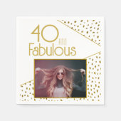 40 en Fabulous Gold Glitter Photo 40th Birthday Servet (Voorkant)