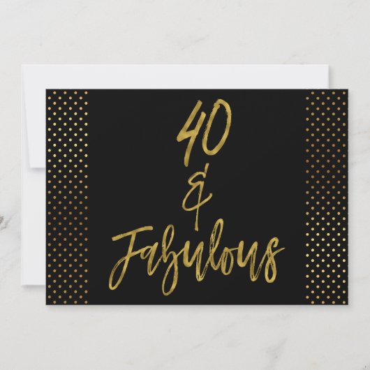 40 en Fabulous Gouden Folie Verjaardag Uitnodiging (Voorkant)