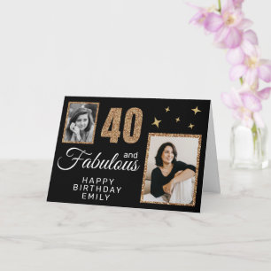 40 en Fabulous Gouden Glitter 2 Foto 40e Verjaarda Kaart