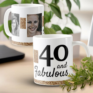 40 en Fabulous Gouden Glitter 2 Foto 40ste Verjaar Koffiemok