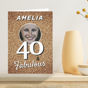 40 en Fabulous Gouden Glitter Foto 40e Verjaardag Kaart