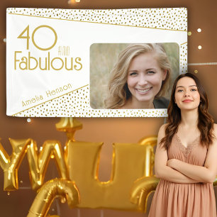 40 en Fabulous Gouden Glitter Foto 40e Verjaardag Spandoek