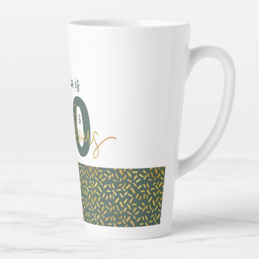40 en Fabulous Groen en Goud Gepersonaliseerd Latte Mok (Rechts)