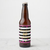40 en Fabulous Heet Roze Zwart Wit Goud Bier Etiket (Voorkant)