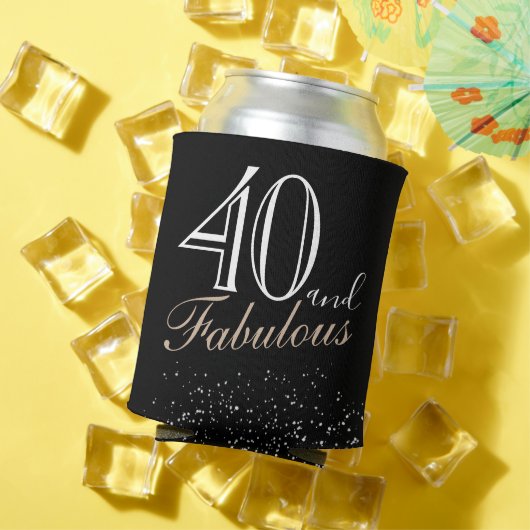 40 en Fabulous Modern and Elegant Black Birthday Blikjeskoeler (Insitu Zomer)