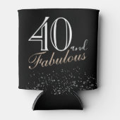 40 en Fabulous Modern and Elegant Black Birthday Blikjeskoeler (Voorkant)