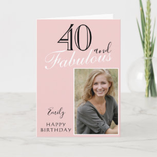 40 en Fabulous Modern Blush Roze Verjaardag Foto Kaart