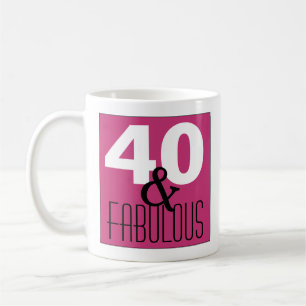 40 en Fabulous paars black white Birthday party Koffiemok