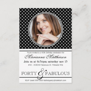 40 en Fabulous Photo Birthday Party Invite Kaart