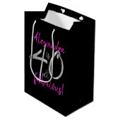 40 en Fabulous Pink and Black, op maat gemaakt Medium Cadeauzakje (Voorkant Gekanteld)